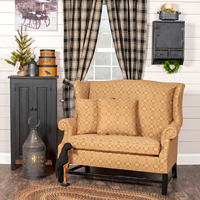 Shop this Room - Wingback Settee in Lover's Lane Mustard Ecru