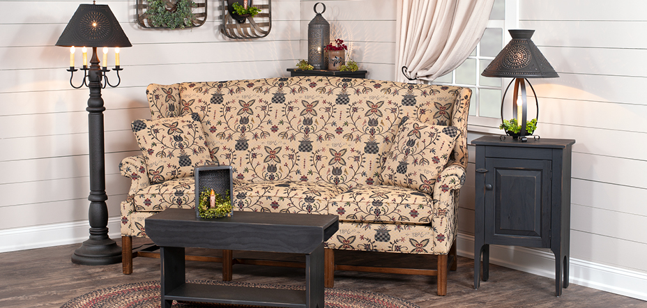Shop this Room - Wingback Sofa in Homespun Black