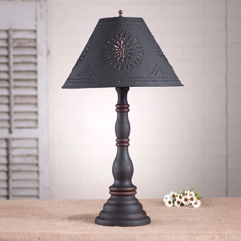 Davenport Table Lamp in Hartford Black with Red with Textured Metal Shade