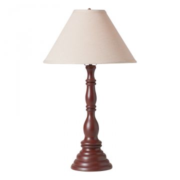 Davenport Wood Table Lamp in Rustic Red with Ivory Linen Shade