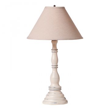 Davenport Wood Table Lamp in Rustic White with Ivory Linen Shade