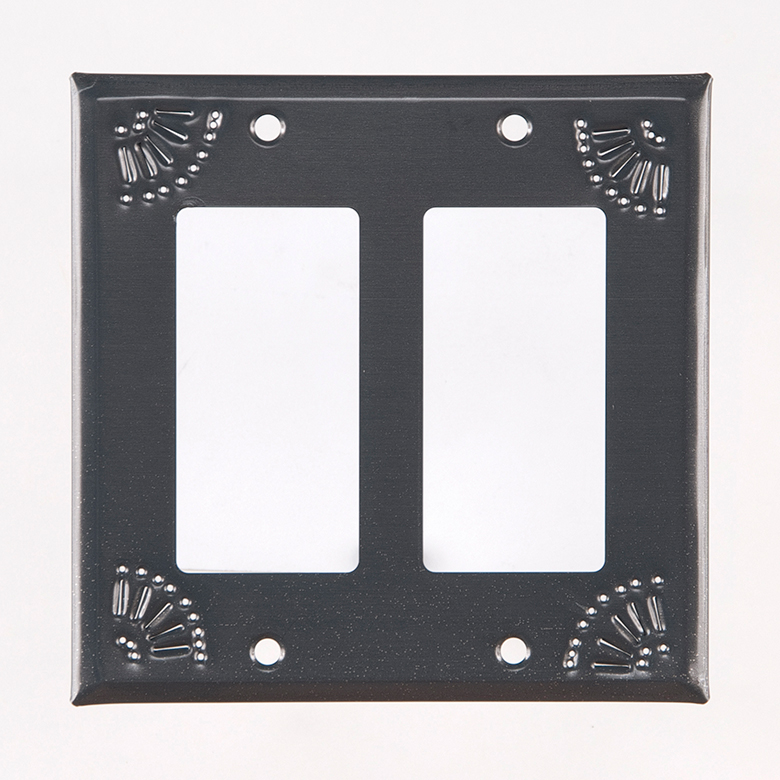 Double Rocker Switch Cover with Chisel in Country Tin