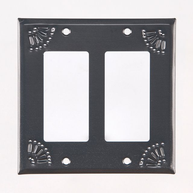 Double Rocker Switch Cover with Chisel in Country Tin