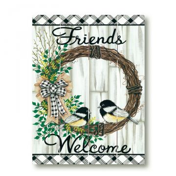 Friends Welcome - Wreath Pallet Art 9.25 x 11.75-Inches