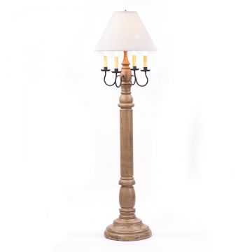 General James Floor Lamp in Americana Pearwood with Linen Fabric Shade