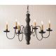 6-Arm Gettysburg Wood Chandelier in Hartford Black over Red