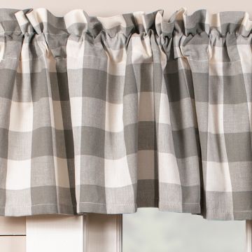 Gray and Cream Check 14-Inch Unlined Valance