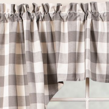 Gray and Cream Check 36-Inch Unlined Swag Set