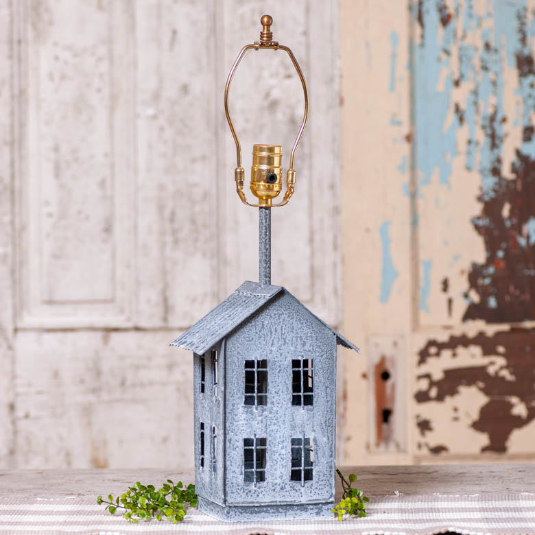 Irvins Tinware House Lamp Base in Weathered Zinc