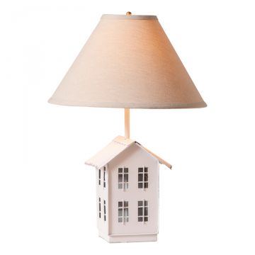 House Lamp in Rustic White with Ivory Linen Shade