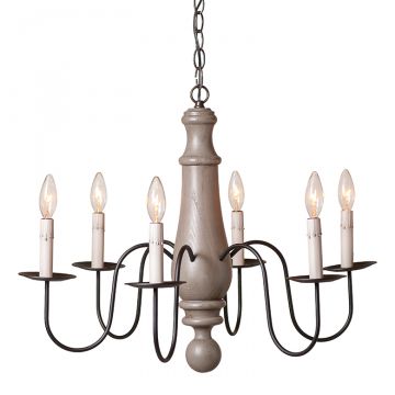 6-Arm Large Norfolk Wood Chandelier in Earl Gray