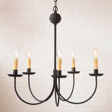 5-Arm Large Westford Chandelier in Textured Black