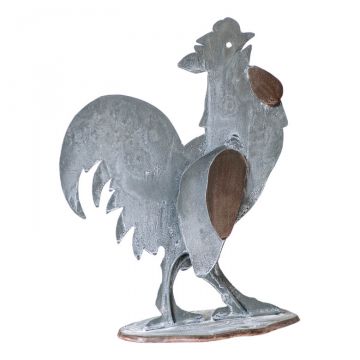 Metal Rooster in Weathered Zinc