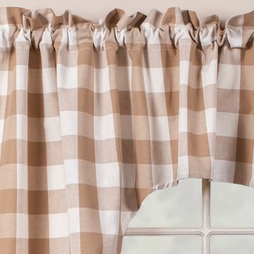 Natural and Cream Check 36-Inch Unlined Swag Set