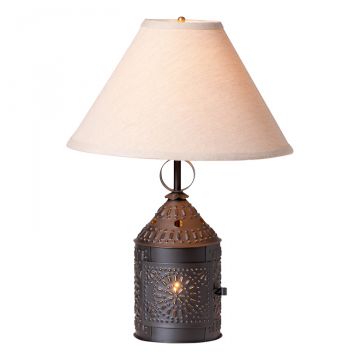 Paul Revere Lamp in Black with Ivory Linen Shade