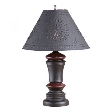 Peppermill Lamp in Black with Textured Metal Shade