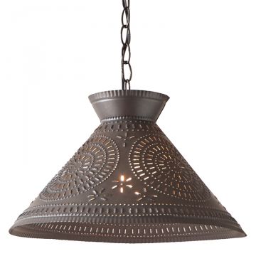 Country new smokey black punched tin Grater hanging light 