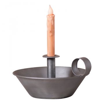 Round Tapered Pan Candle Holder in Antique Tin