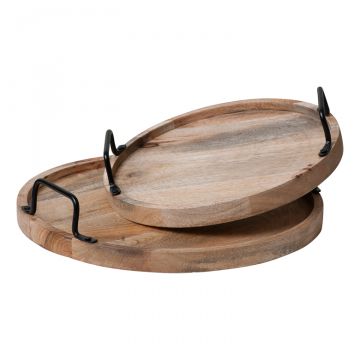Rustic Round Wooden Tray Set