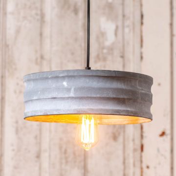 Small Drum Pendant in Weathered Zinc