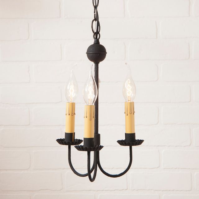 3-Arm Small Westford Chandelier in Textured Black