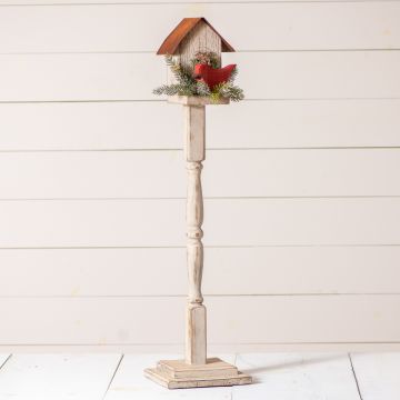 Spindle Birdhouse with Cardinal Accent
