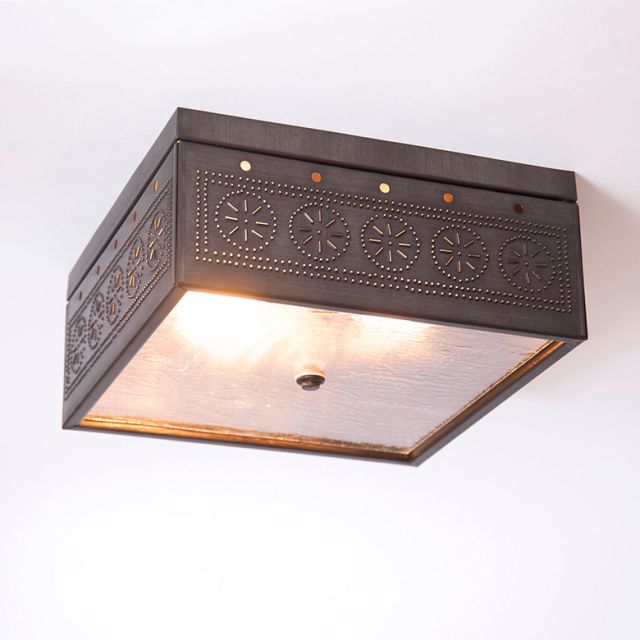 Irvin S Tinware Square Flush Mount Ceiling Light In Kettle Irvin S Tinware Square Flush Mount Ceiling Light In Kettle