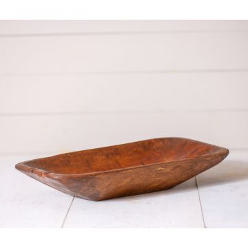 Stained Wooden Oval Bowl