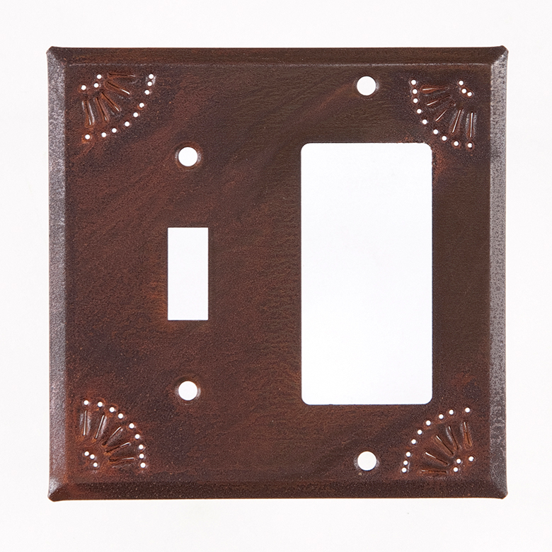 Switch and Rocker Cover with Chisel in Rustic Tin