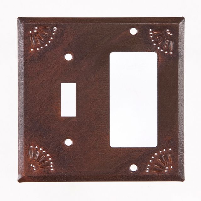 Switch and Rocker Cover with Chisel in Rustic Tin