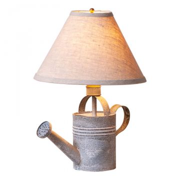 Watering Can Lamp with Ivory Linen Shade