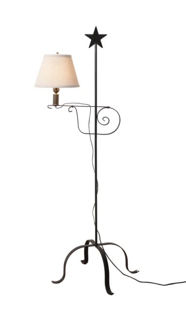 Irvins Tinware: Wrought Iron Star Top Adjustable Floor Lamp